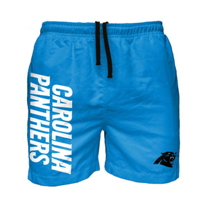Carolina Panthers NFL Mens Solid Wordmark 5.5" Swimming Trunks