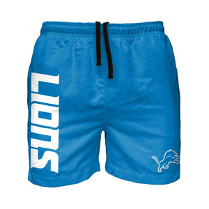 Detroit Lions NFL Mens Solid Wordmark 5.5" Swimming Trunks