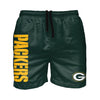 Green Bay Packers NFL Mens Solid Wordmark 5.5" Swimming Trunks