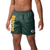 Green Bay Packers NFL Mens Solid Wordmark 5.5" Swimming Trunks