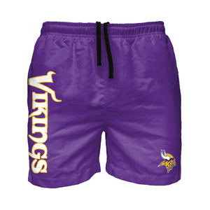 Minnesota Vikings NFL Mens Solid Wordmark 5.5" Swimming Trunks