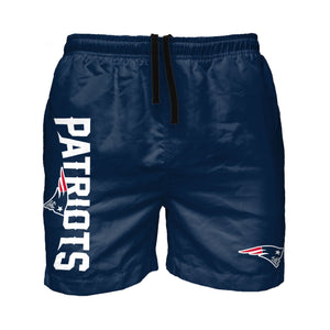 New England Patriots NFL Mens Solid Wordmark 5.5" Swimming Trunks