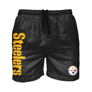 Pittsburgh Steelers NFL Mens Solid Wordmark 5.5" Swimming Trunks