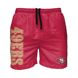 San Francisco 49ers NFL Mens Solid Wordmark 5.5" Swimming Trunks
