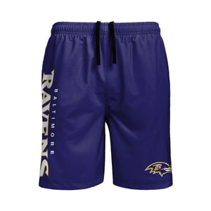 Baltimore Ravens NFL Mens Solid Wordmark Traditional Swimming Trunks