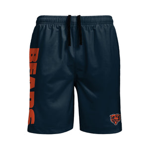 Chicago Bears NFL Mens Solid Wordmark Traditional Swimming Trunks