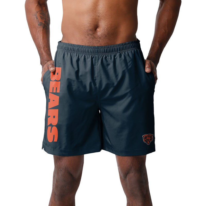 FOCO Chicago Bears NFL Mens Solid Wordmark Traditional Swimming Trunks