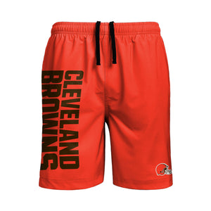 Cleveland Browns NFL Mens Solid Wordmark Traditional Swimming Trunks