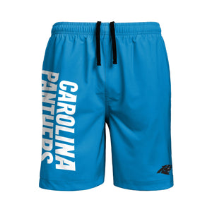 Carolina Panthers NFL Mens Solid Wordmark Traditional Swimming Trunks