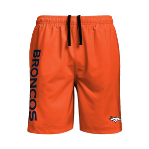 Denver Broncos NFL Mens Solid Wordmark Traditional Swimming Trunks