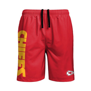 Kansas City Chiefs NFL Mens Solid Wordmark Traditional Swimming Trunks