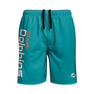 Miami Dolphins NFL Mens Solid Wordmark Traditional Swimming Trunks