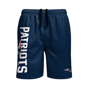 New England Patriots NFL Mens Solid Wordmark Traditional Swimming Trunks