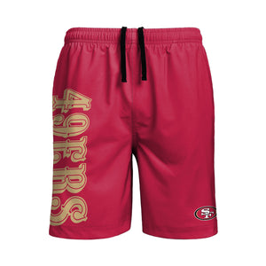 San Francisco 49ers NFL Mens Solid Wordmark Traditional Swimming Trunks