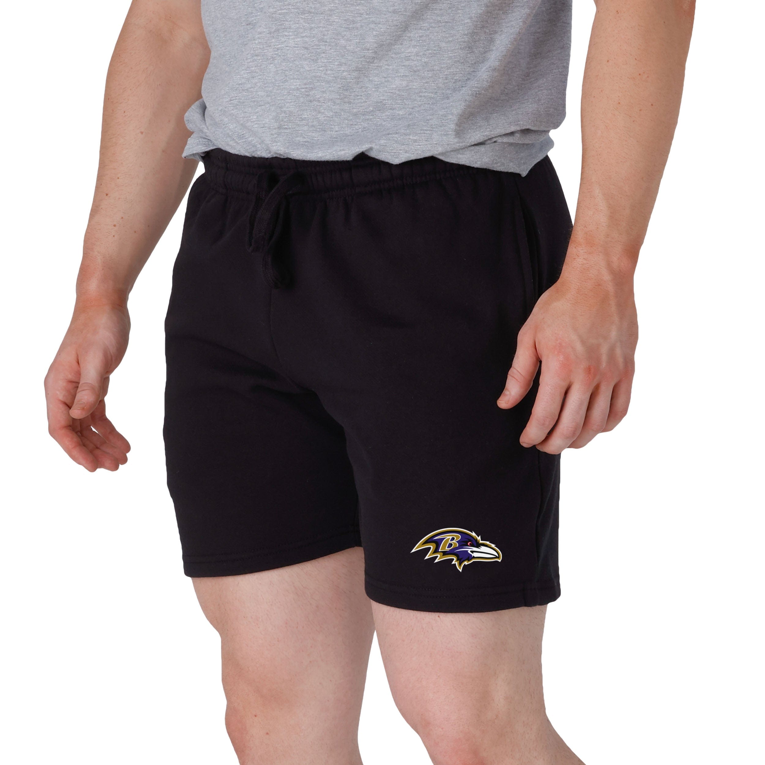 FOCO Baltimore Ravens Solid Fleece Shorts, Mens Size: L