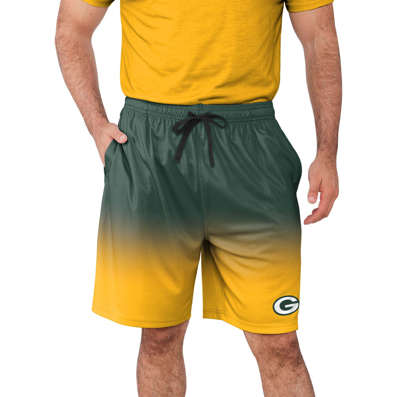 Men's Yellow Green Bay Packers Gradient Big Logo Training Shorts