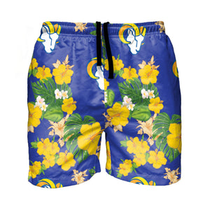 Los Angeles Rams NFL Mens Floral Slim Fit 5.5" Swimming Suit Trunks