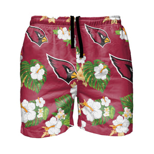 Arizona Cardinals NFL Mens Floral Slim Fit 5.5" Swimming Suit Trunks