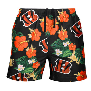 Cincinnati Bengals NFL Mens Floral Slim Fit 5.5" Swimming Suit Trunks
