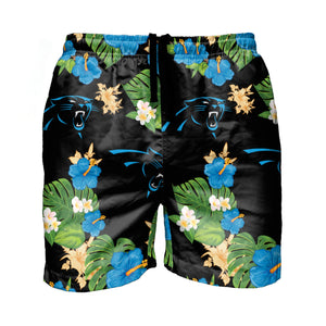 Carolina Panthers NFL Mens Floral Slim Fit 5.5" Swimming Suit Trunks