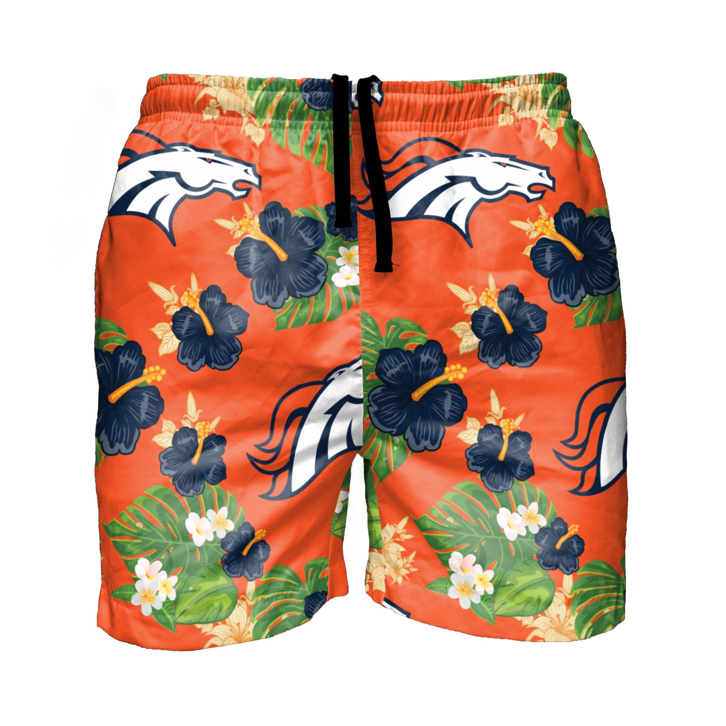 FOCO Denver Broncos NFL Mens Floral Slim Fit 5.5 Swimming Suit Trunks