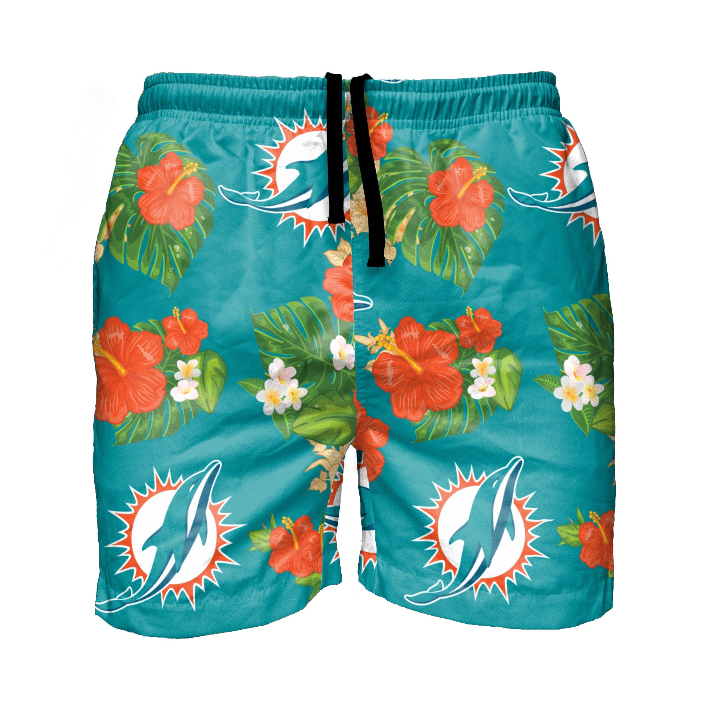 FOCO Miami Dolphins NFL Mens Floral Slim Fit 5.5' Swimming Suit Trunks
