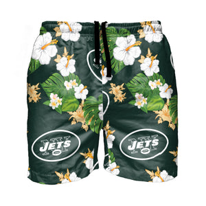 New York Jets NFL Mens Floral Slim Fit 5.5" Swimming Suit Trunks