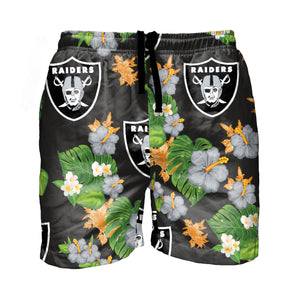 Las Vegas Raiders NFL Mens Floral Slim Fit 5.5" Swimming Suit Trunks