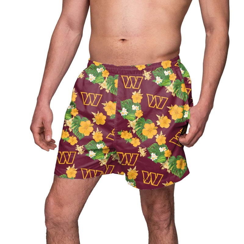 Washington Commanders NFL Mens Floral Slim Fit 5.5 Swimming Trunks