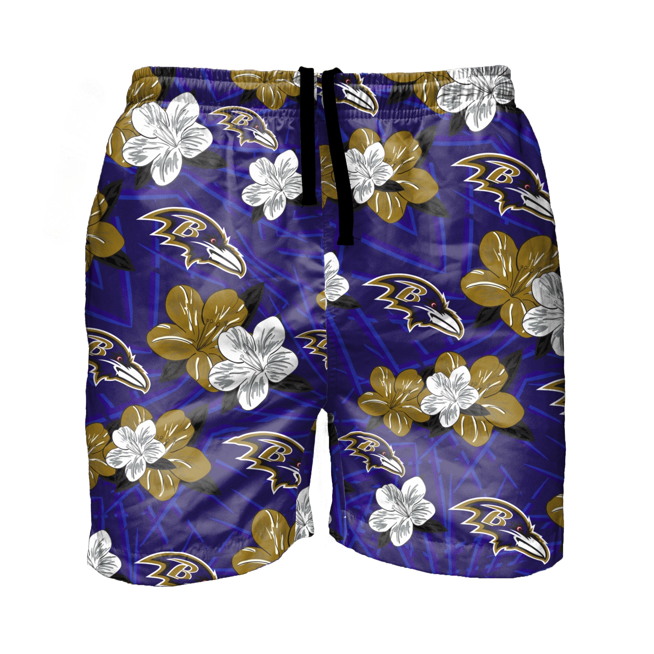 FOCO Green Bay Packers NFL Mens Hibiscus Slim Fit 5.5 Swimming Trunks