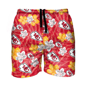 Kansas City Chiefs NFL Mens Hibiscus Slim Fit 5.5" Swimming Trunks