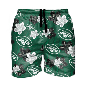 New York Jets NFL Mens Hibiscus Slim Fit 5.5" Swimming Trunks