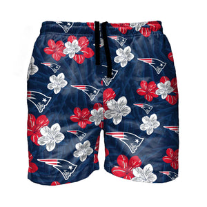 New England Patriots NFL Mens Hibiscus Slim Fit 5.5" Swimming Trunks