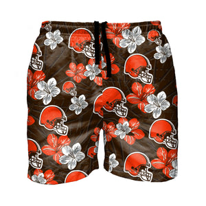 Chicago Bears NFL Mens Hibiscus Slim Fit 5.5 Swimming Trunks