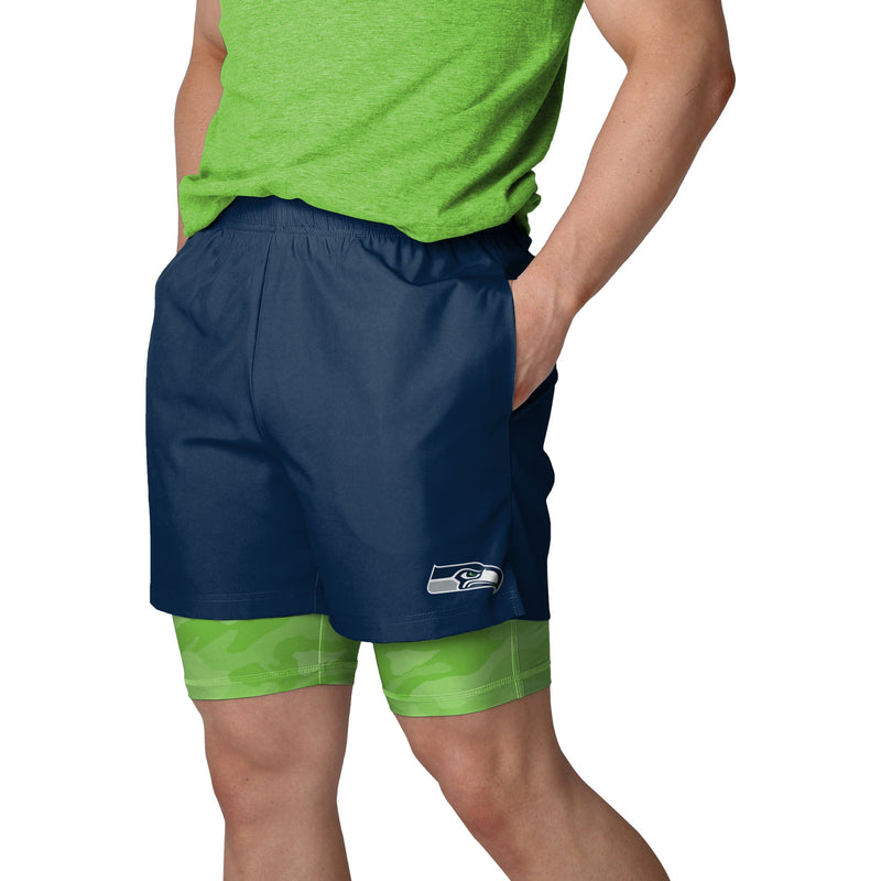 FOCO Seattle Seahawks NFL Mens Team Color Camo Liner Shorts