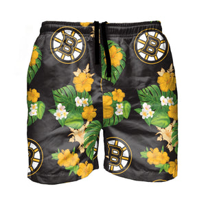 Boston Bruins NHL Mens Floral Slim Fit 5.5" Swimming Suit Trunks