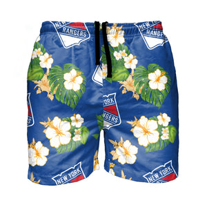 New York Rangers NHL Mens Floral Slim Fit 5.5" Swimming Suit Trunks