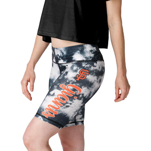 San Francisco Giants MLB Womens Team Color Tie-Dye Bike Shorts