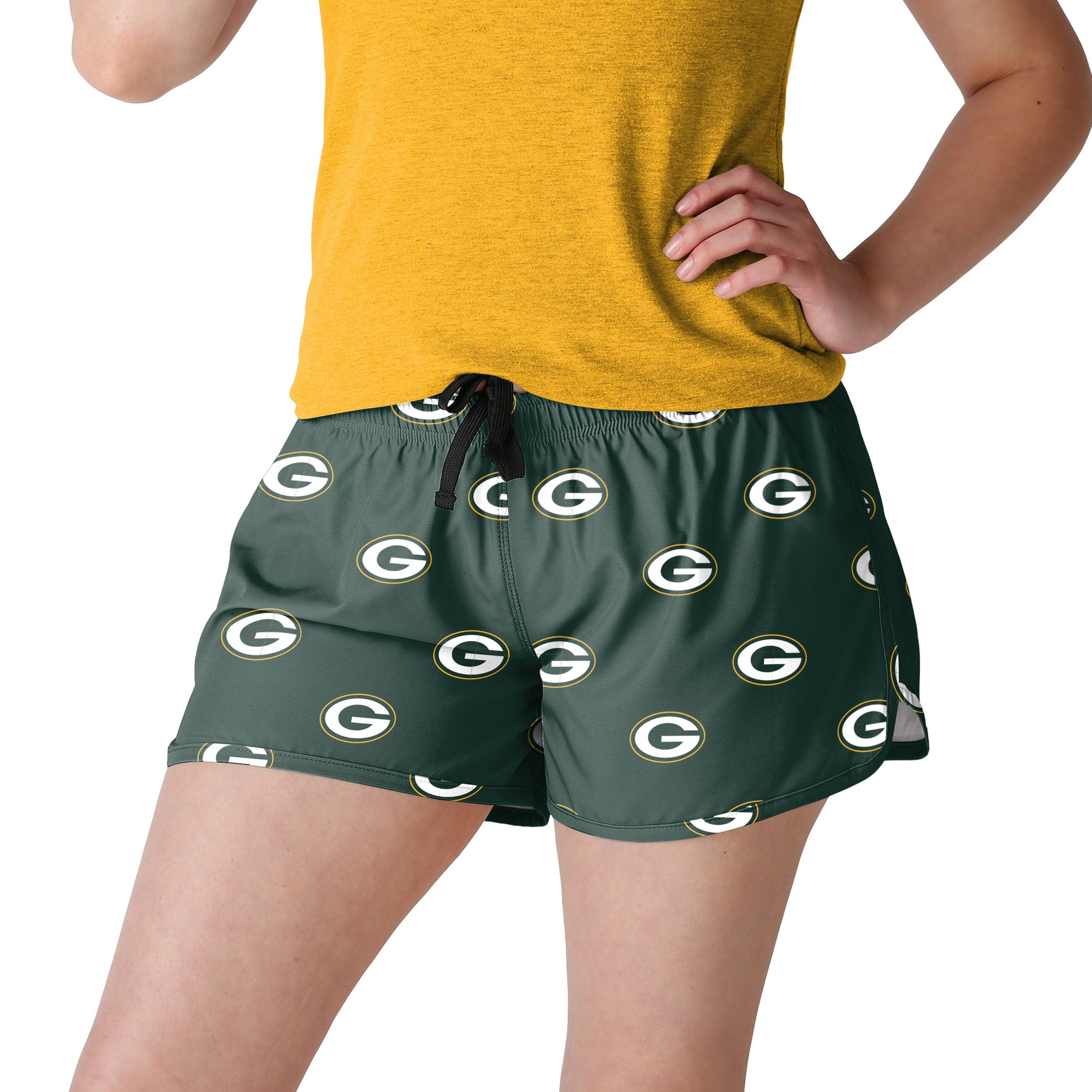 Green Bay Packers Womens Solid Running Shorts FOCO