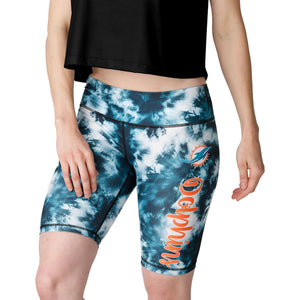 Miami Dolphins NFL Womens Team Color Tie-Dye Bike Shorts