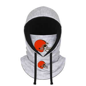 Cleveland Browns NFL Heather Gray Drawstring Hooded Gaiter Scarf
