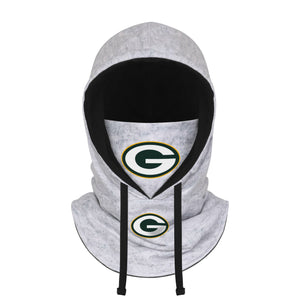 Green Bay Packers NFL Heather Gray Drawstring Hooded Gaiter Scarf