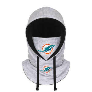 Miami Dolphins NFL Heather Gray Drawstring Hooded Gaiter Scarf