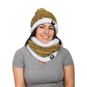 Pittsburgh Steelers NFL Womens Color Wave Chunky Beanie & Gaiter Scarf Set