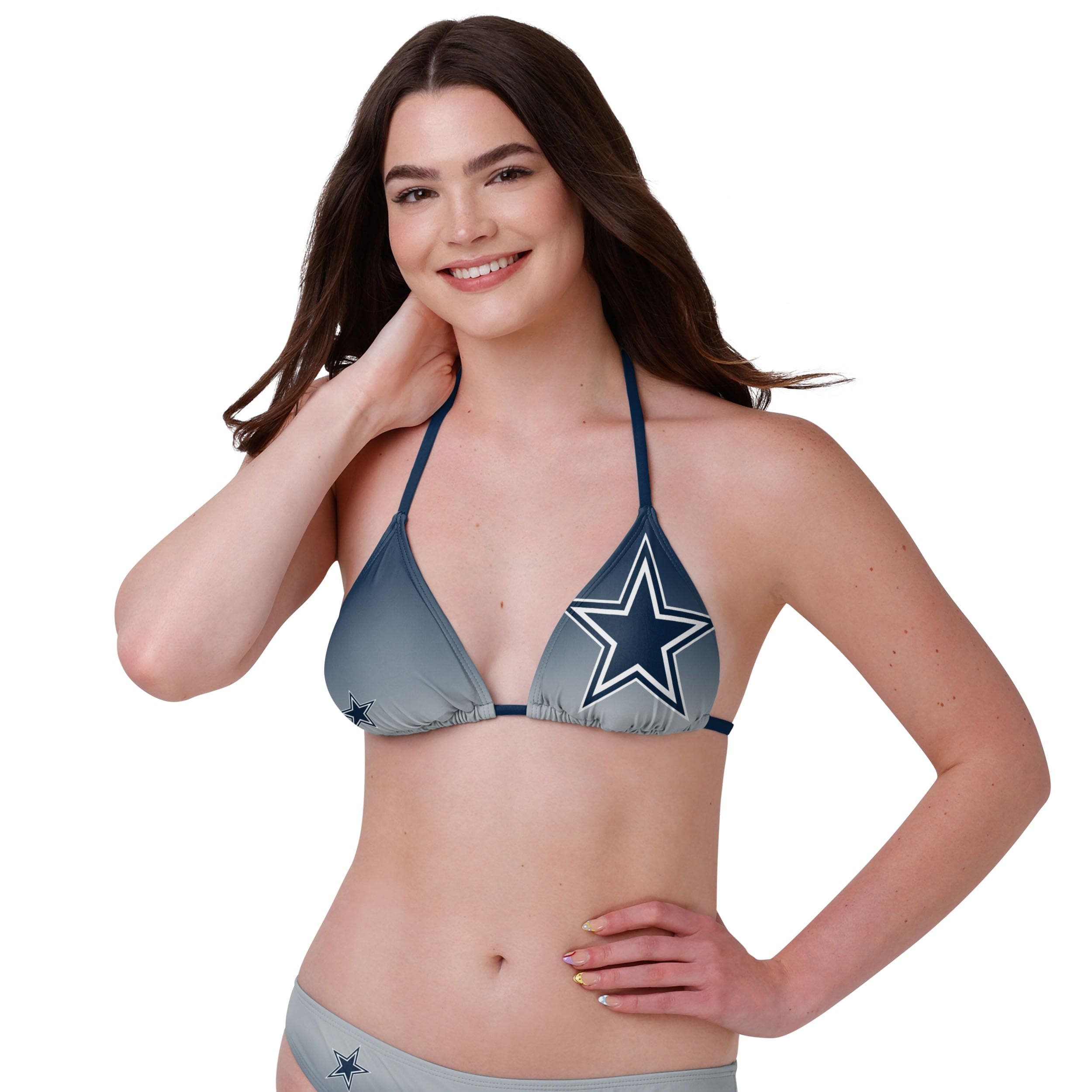 FOCO Dallas Cowboys NFL Womens Gradient Big Logo Bikini Top