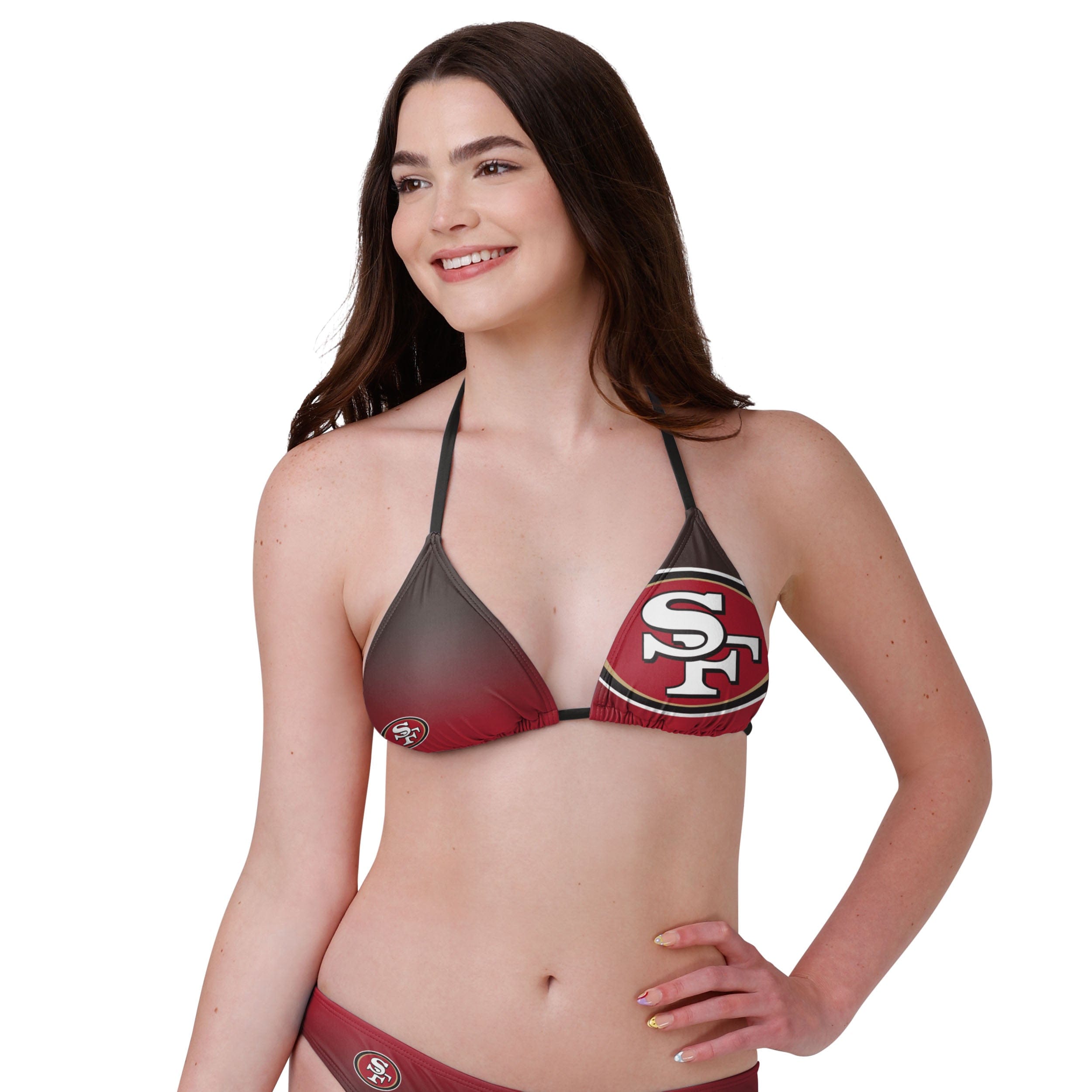 : FOCO Women's Standard NFL Team Ladies Bathing Swim Wear Suit,  Gradient Big Logo-Bikini Top, Medium : Sports & Outdoors