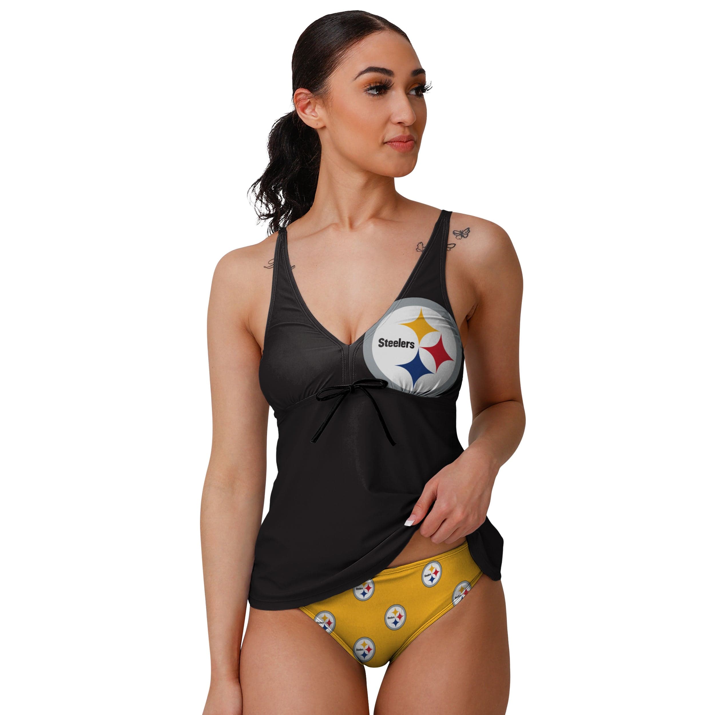 FOCO Pittsburgh Steelers NFL Womens Summertime Solid Tankini