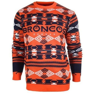 Denver Broncos Aztec Print Ugly Crew Neck Sweater