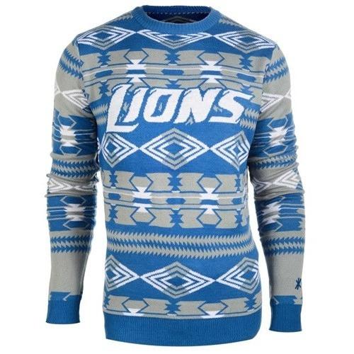 Detroit Lions Aztec Print Ugly Crew Neck Sweater