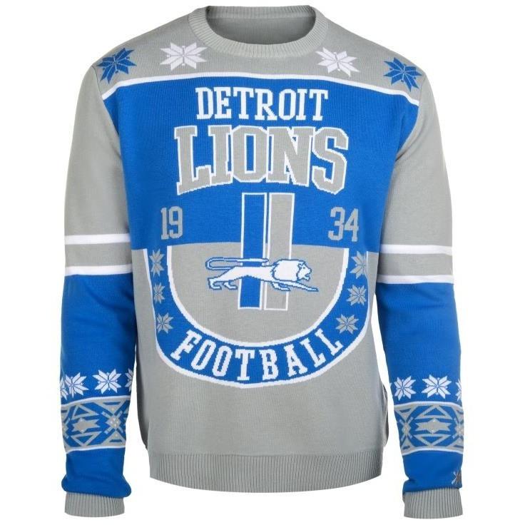 Detroit Lion Symbol Wearing Santa Claus Hat Ho Ho Ho Ugly Sweater For Woman  - T-shirts Low Price